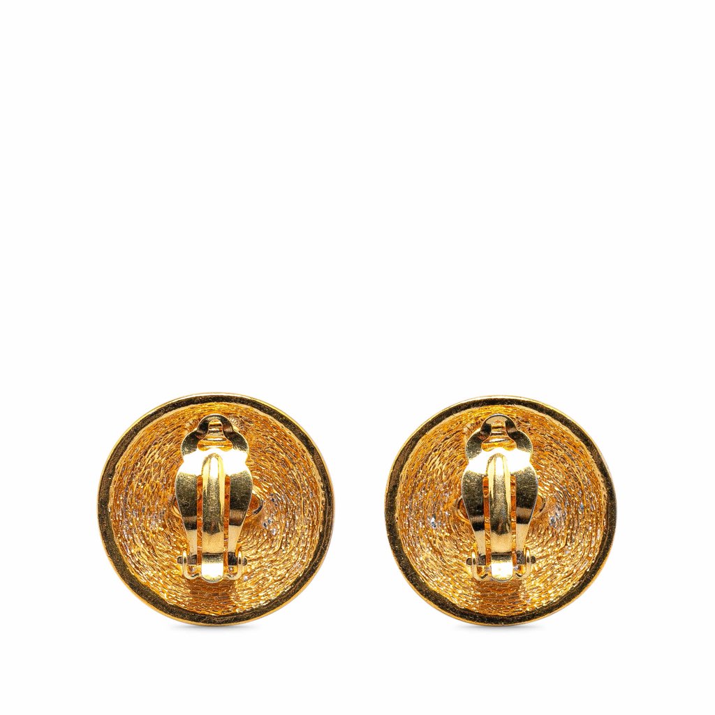 Chanel Gold Plated CC Quilted Clip On Earrings - 2