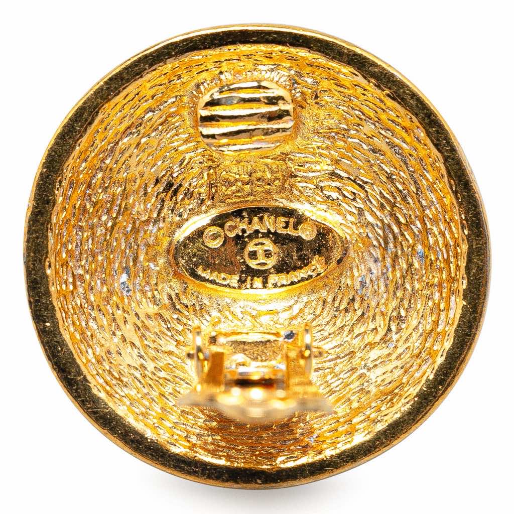 Chanel Gold Plated CC Quilted Clip On Earrings - 3