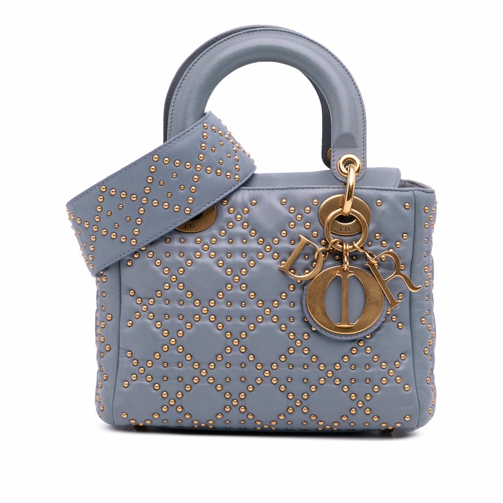 Dior Small Lambskin Cannage Studded Supple Lady Dior