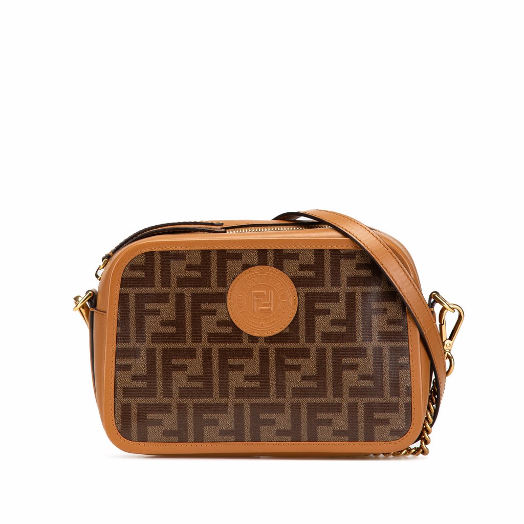 Fendi Glazed Fabric Vitello Century FF 1974 Camera Bag