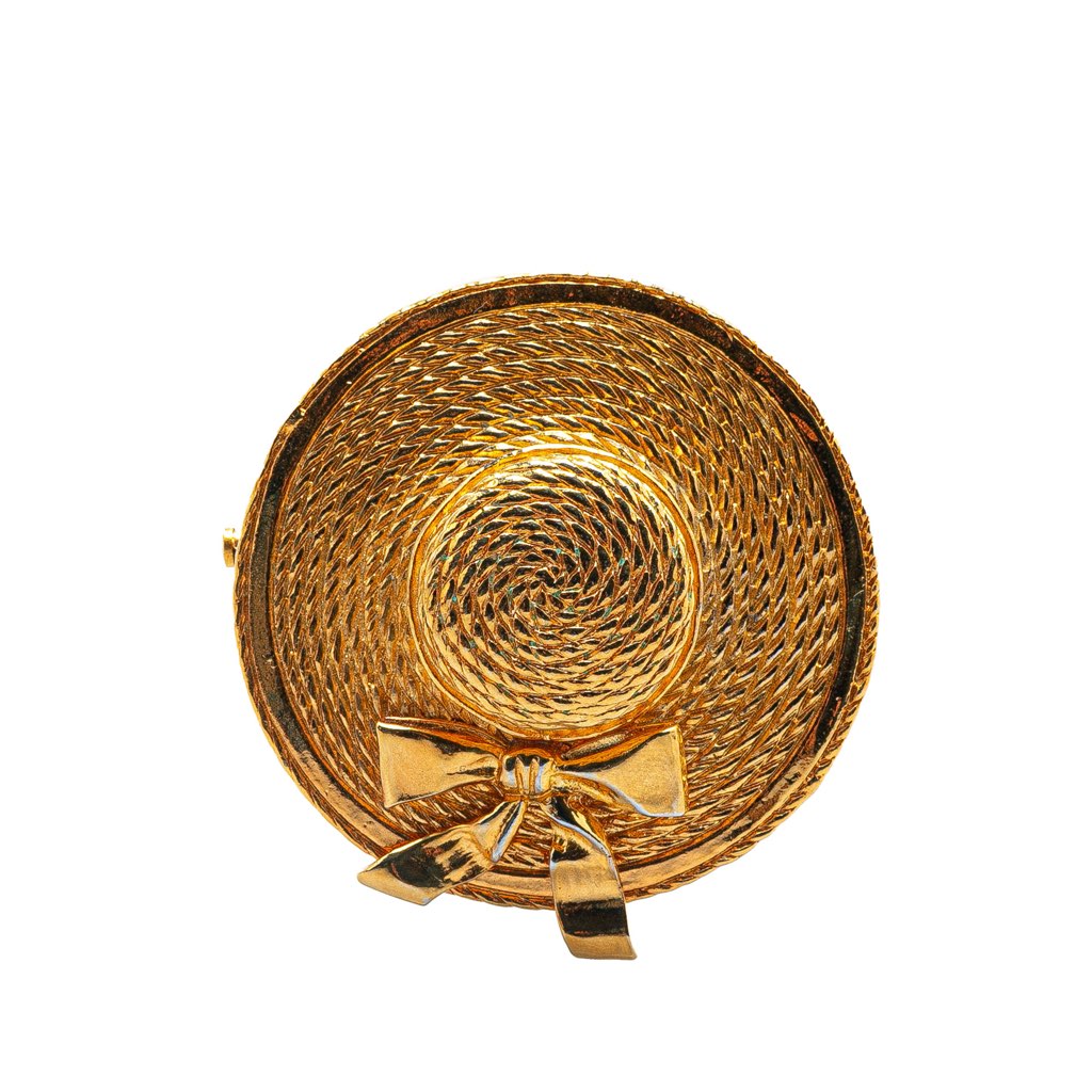 Chanel Gold Plated Straw Hat Brooch