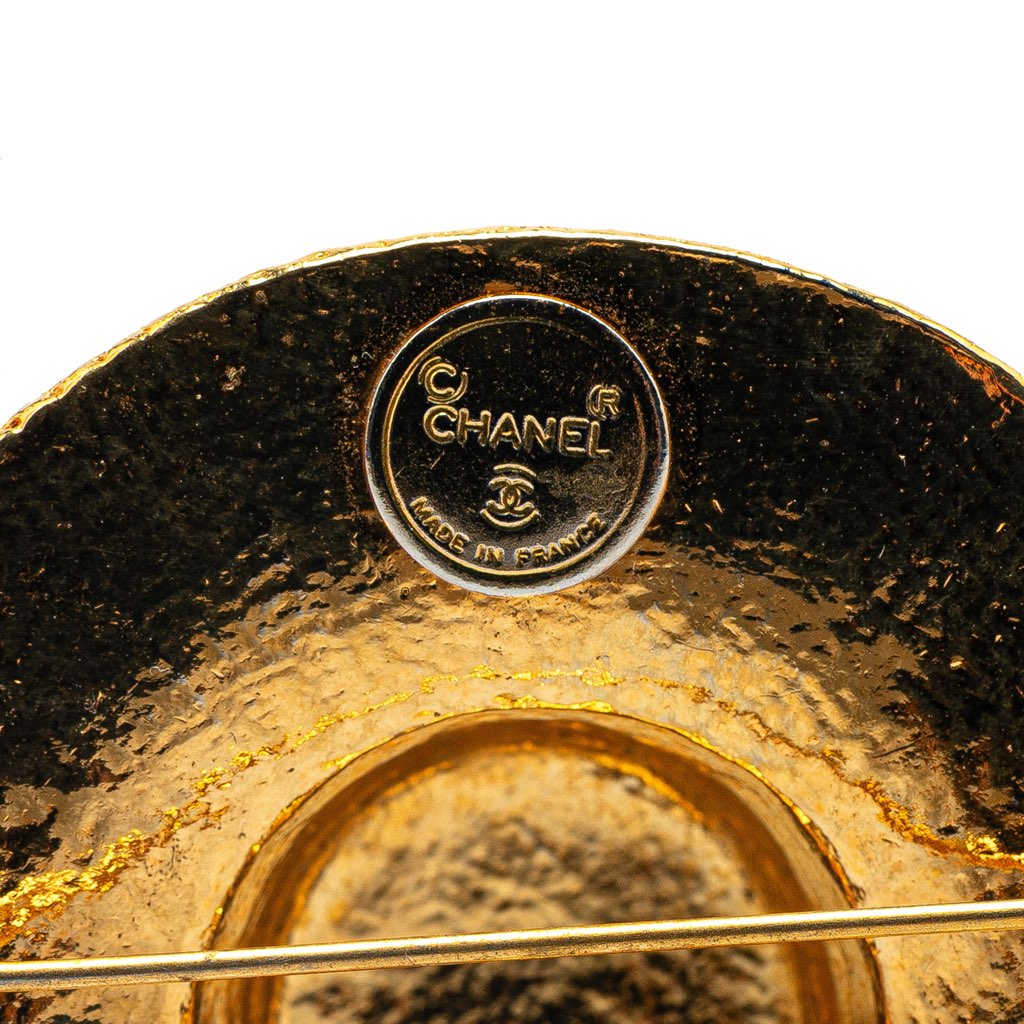 Chanel Gold Plated Straw Hat Brooch - Image 6