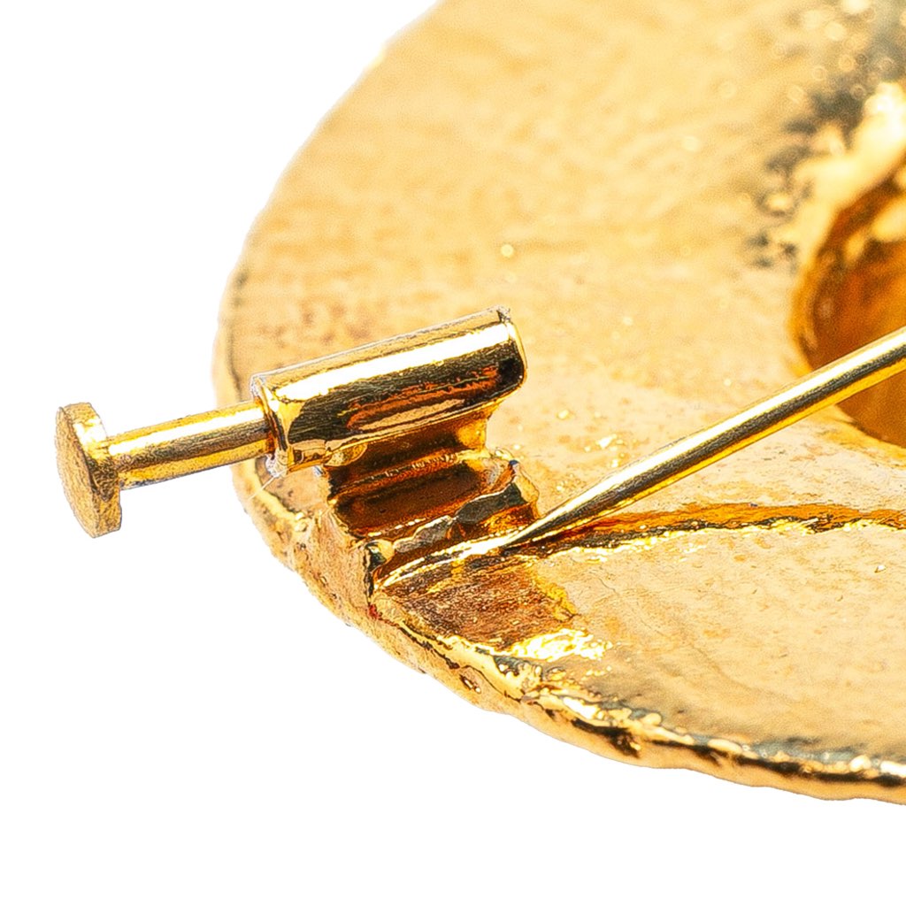 Chanel Gold Plated Straw Hat Brooch - 4