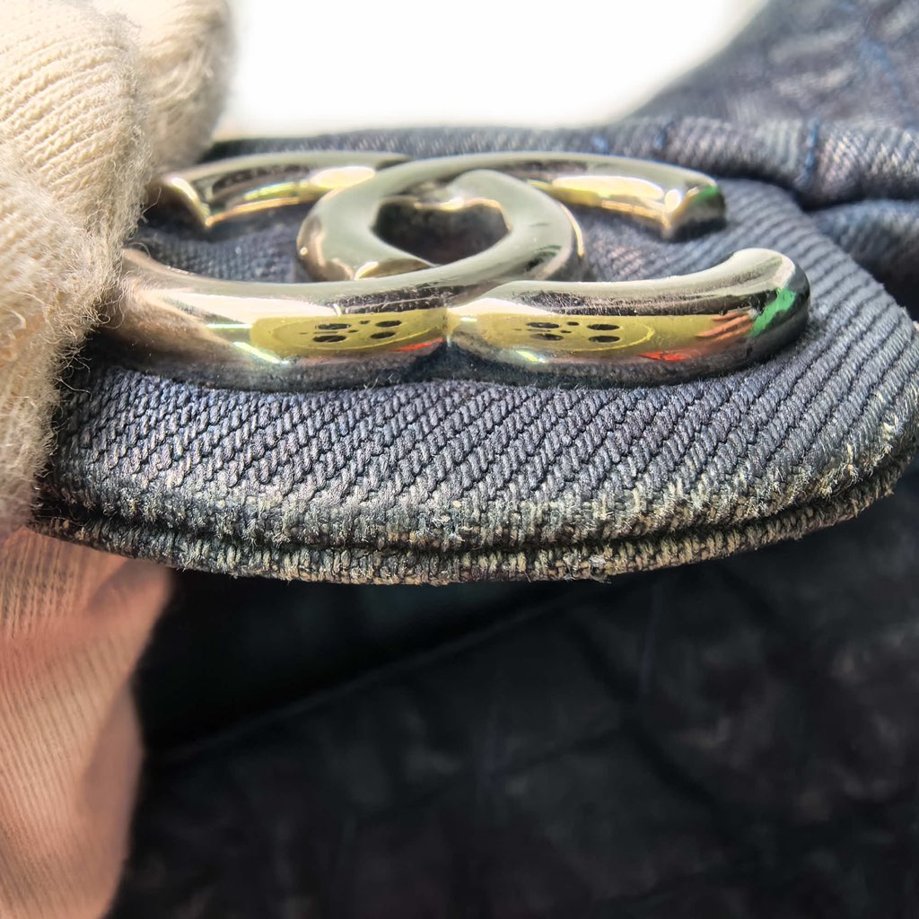 Chanel Large Embroidered Denim Camellia Flap - Image 14