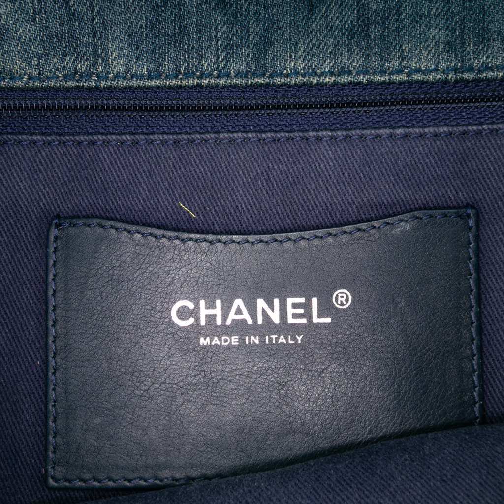 Chanel Large Embroidered Denim Camellia Flap - Side view