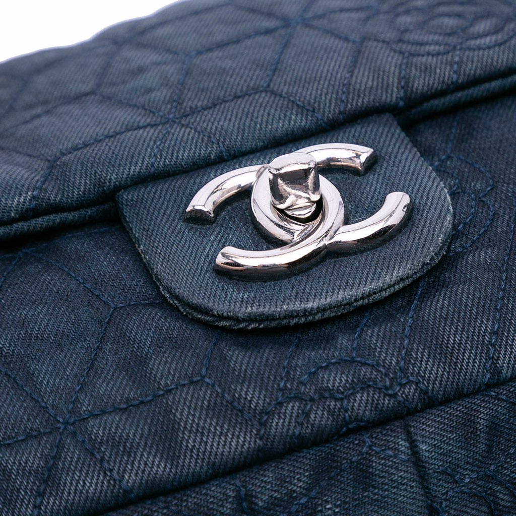 Chanel Large Embroidered Denim Camellia Flap - Image 11
