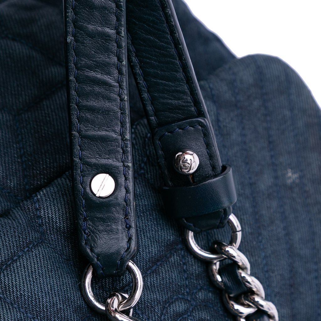 Chanel Large Embroidered Denim Camellia Flap - Image 12