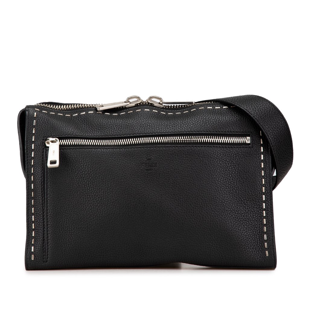 Fendi Selleria Leather Convertible Document Holder Crossbody