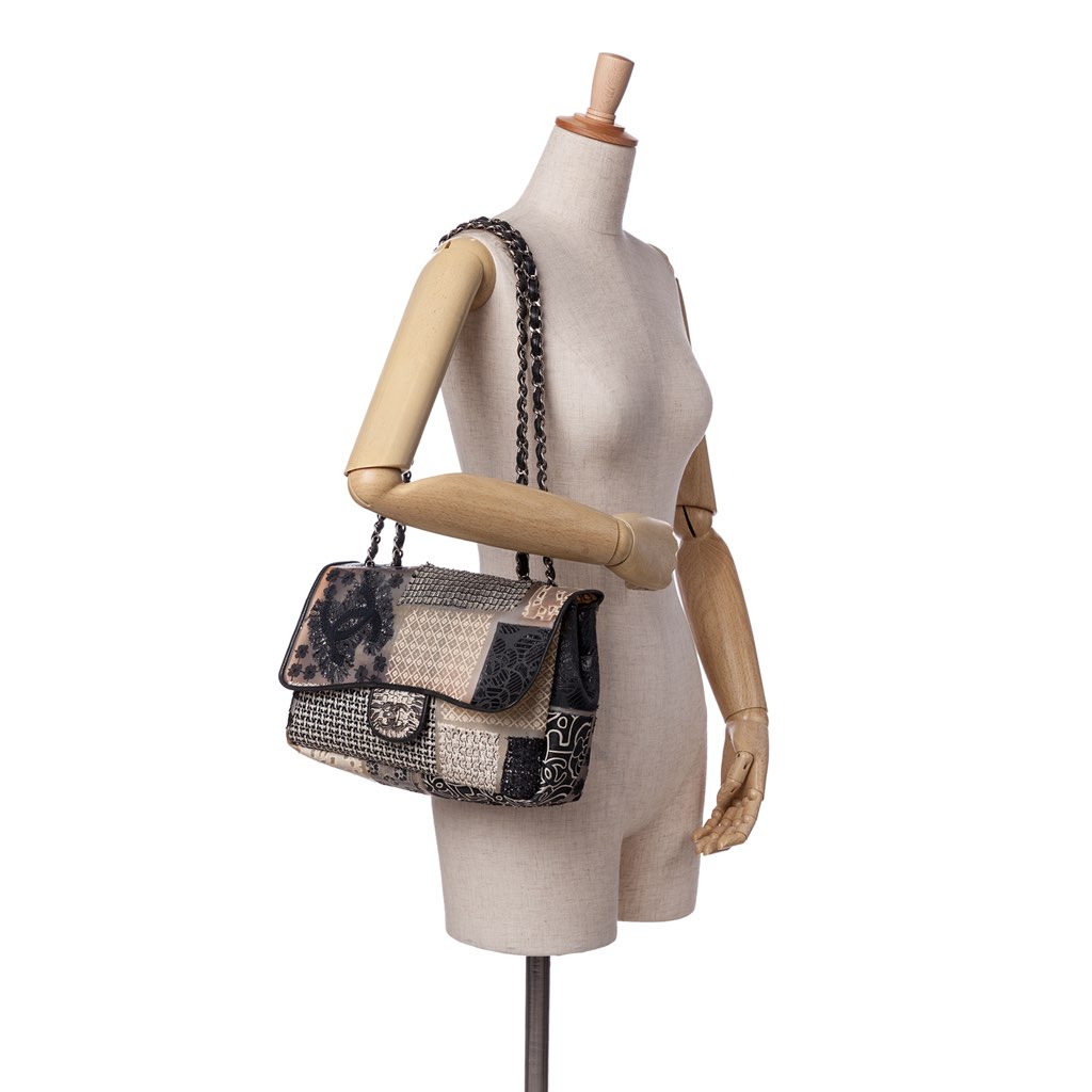 Chanel Jumbo PVC and Tweed Patchwork Single Flap - Image 11