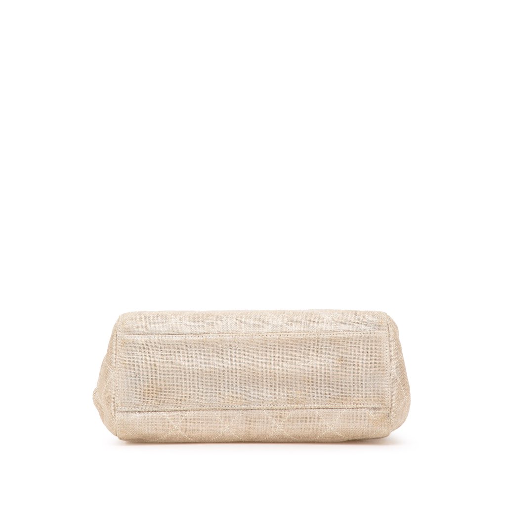 Chanel CC Stitched Linen Chain Tote - 3