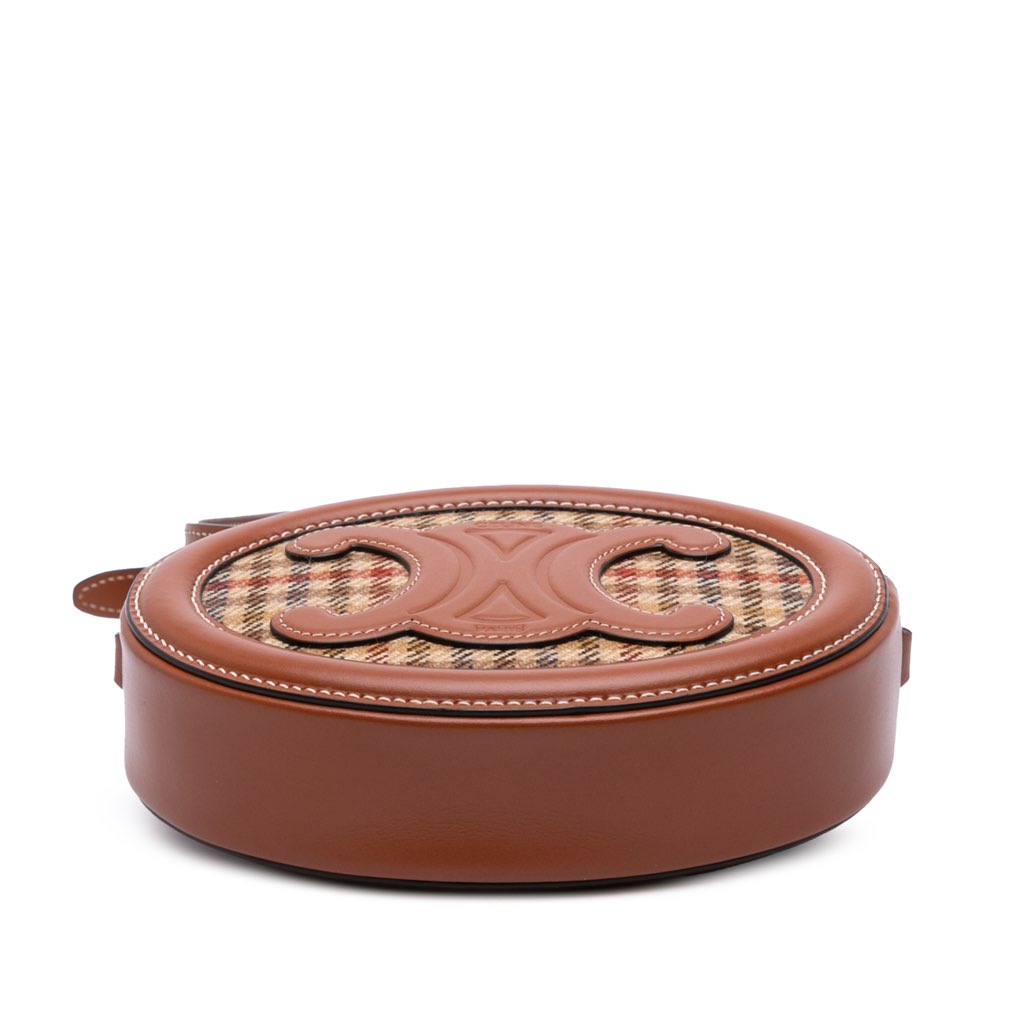 Celine Small Houndstooth Canvas and Calfskin Cuir Triomphe Oval Crossbody - 3