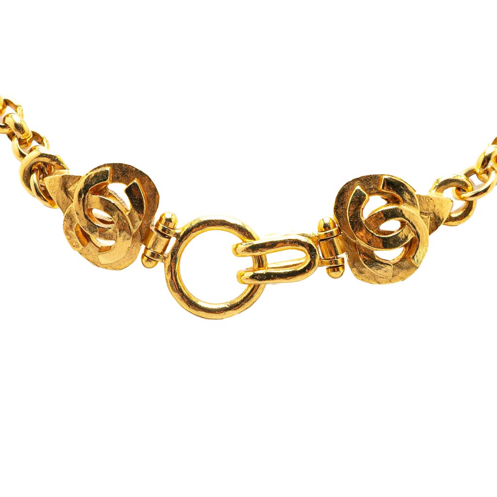 Chanel Gold Plated CC Flower Pendant Necklace - 2