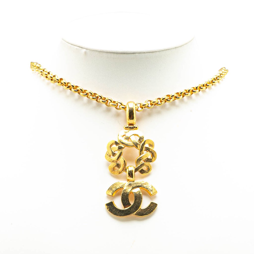 Chanel Gold Plated CC Flower Pendant Necklace - 5