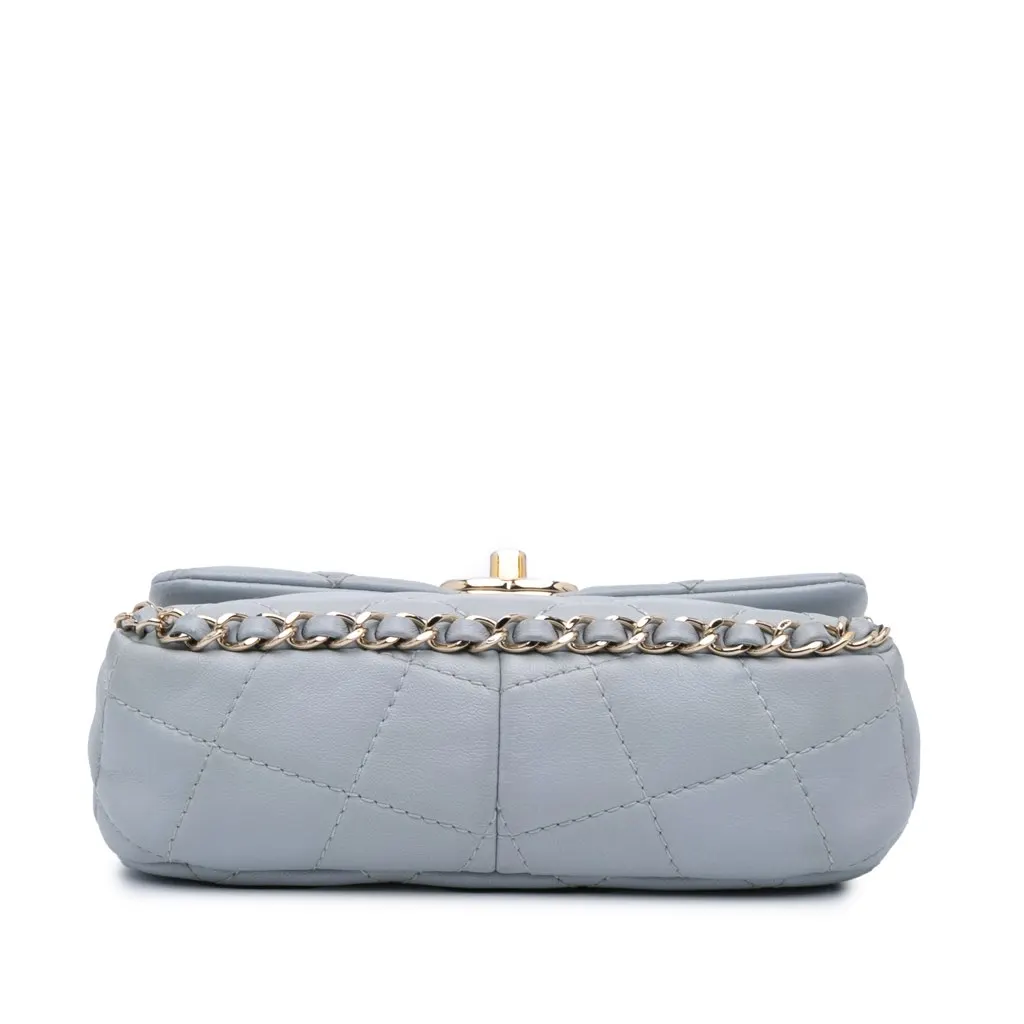 Chanel Mini Calfskin Chain Around Flap Grey Leather Good - Inside View