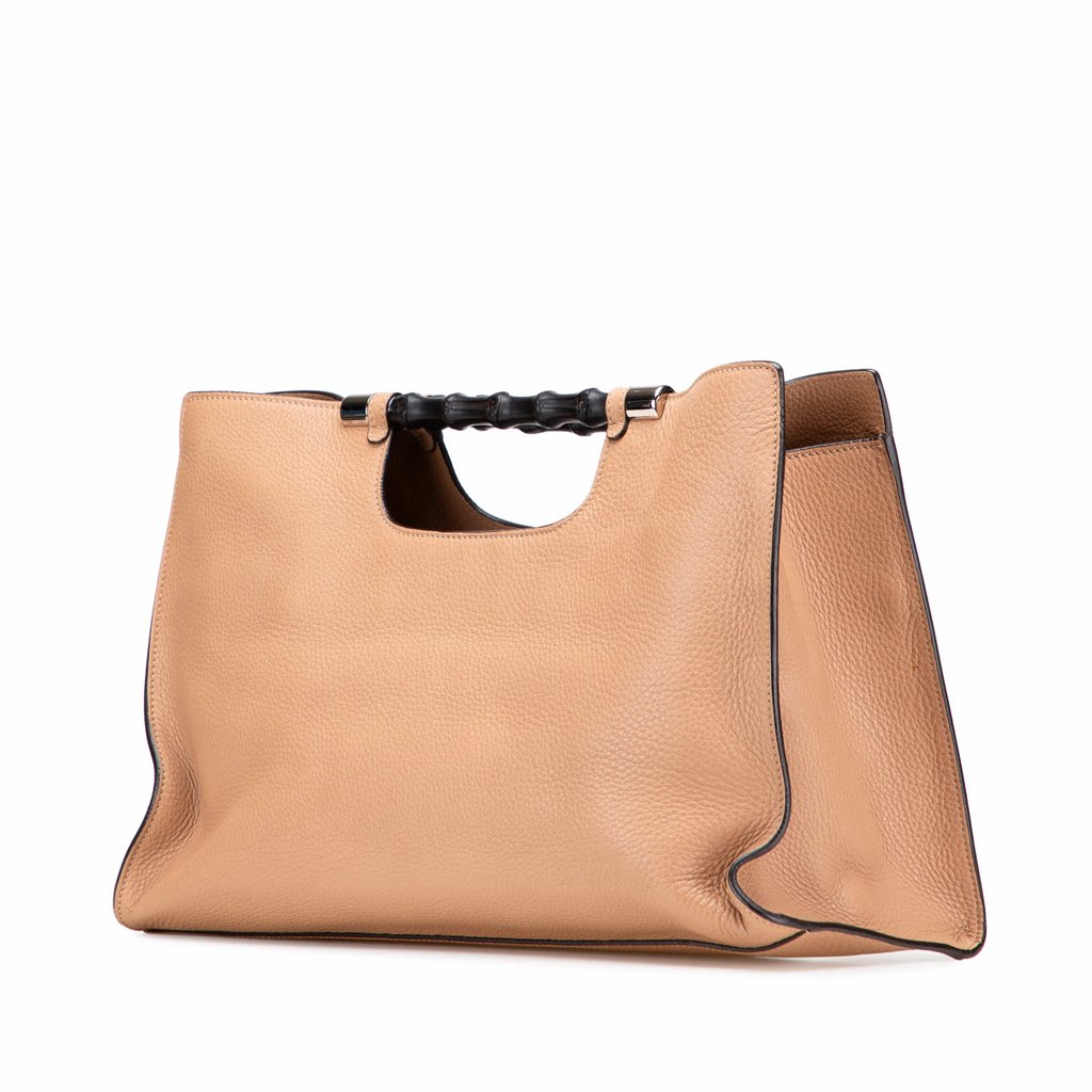 Gucci Medium Calfskin Bamboo Daily Shopper Satchel - Back view