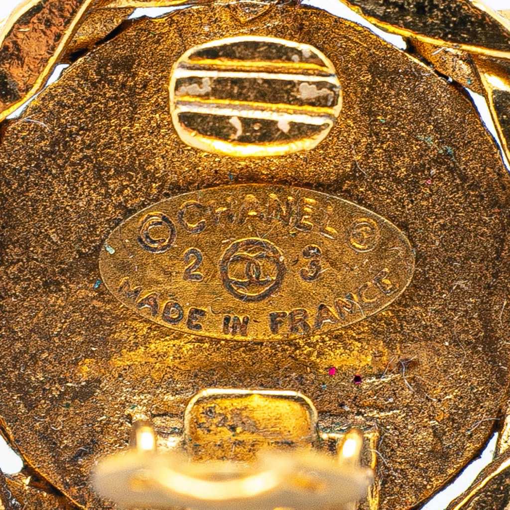 Chanel Gold Plated CC Rhinestones Clip on Earrings - 4