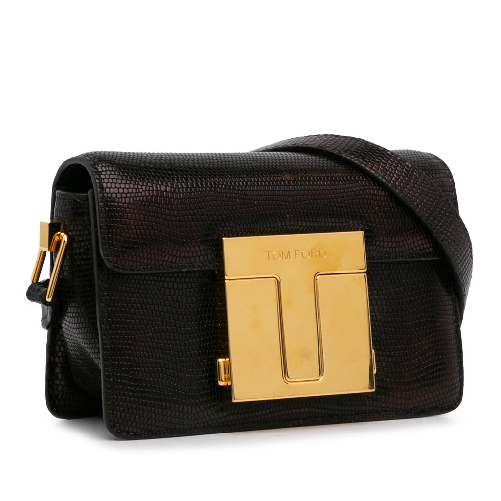 Tom Ford Small T-Clasp Lizard-Embossed Crossbody Bag - 2