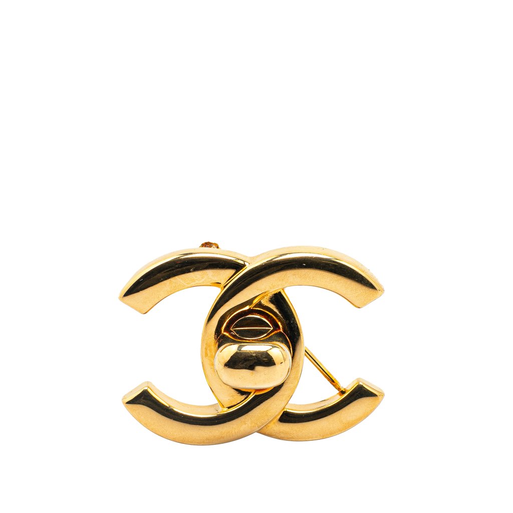 Chanel Gold Plated CC Turn-Lock Brooch