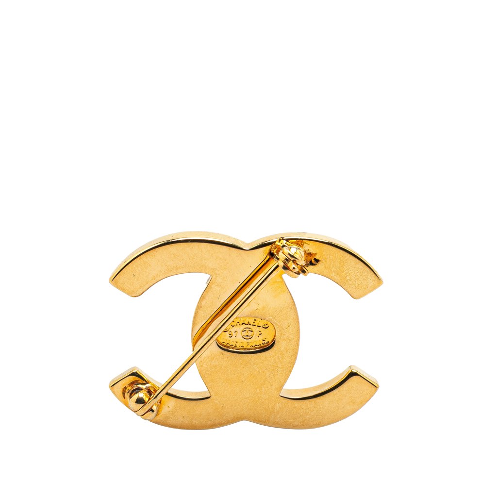 Chanel Gold Plated CC Turn-Lock Brooch - 2