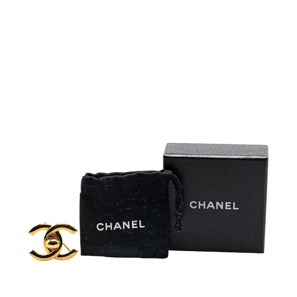 Chanel Gold Plated CC Turn-Lock Brooch - 4