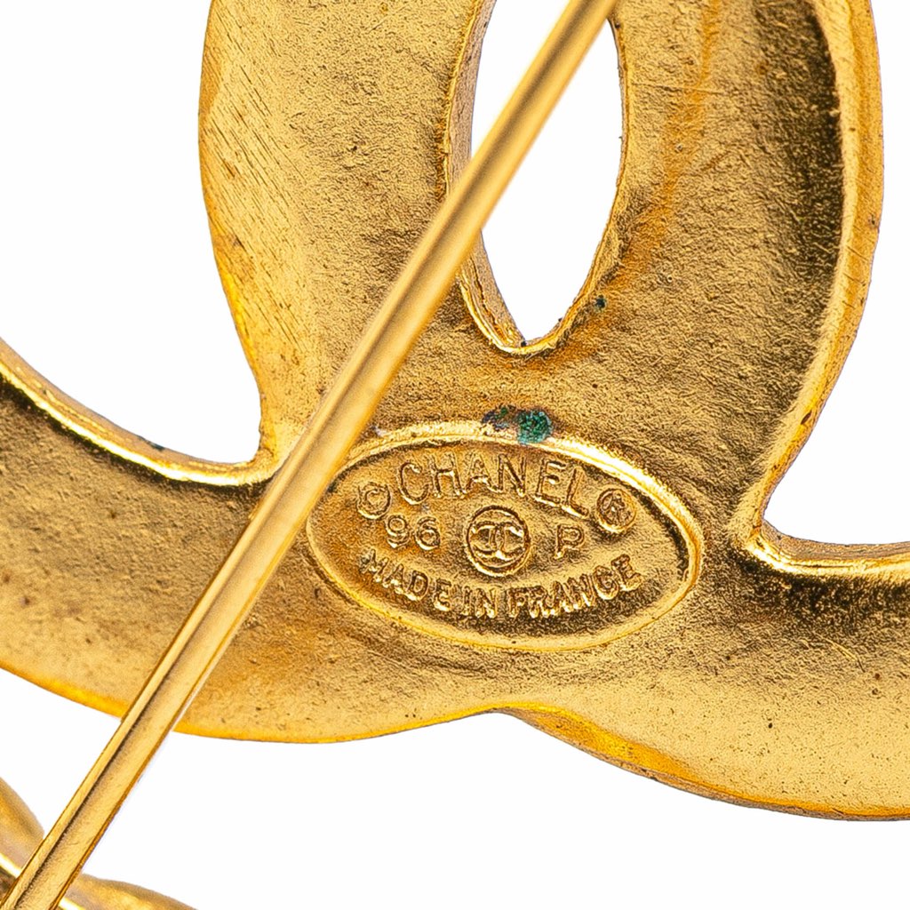 Chanel Gold Plated CC Chain Brooch - 3