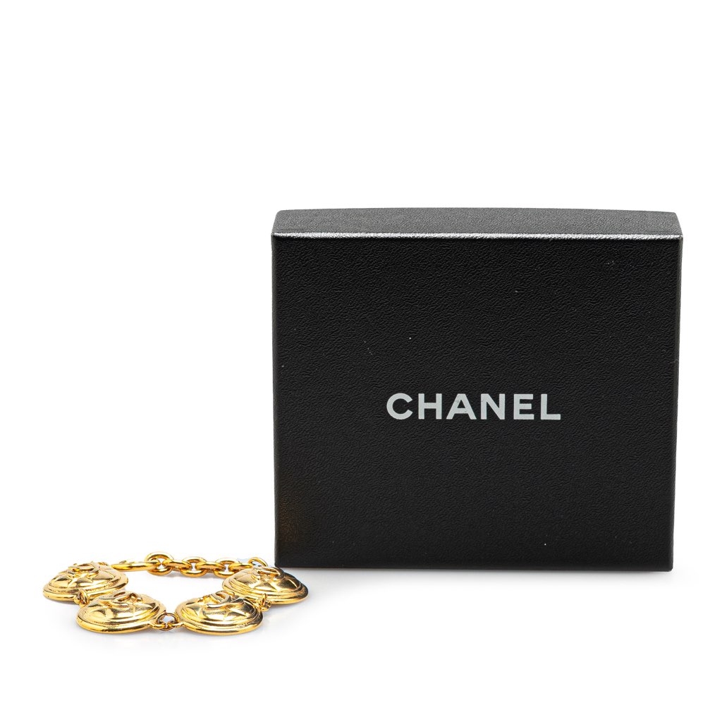 Chanel Gold Plated CC Quilted Medallion Bracelet - Detail 1