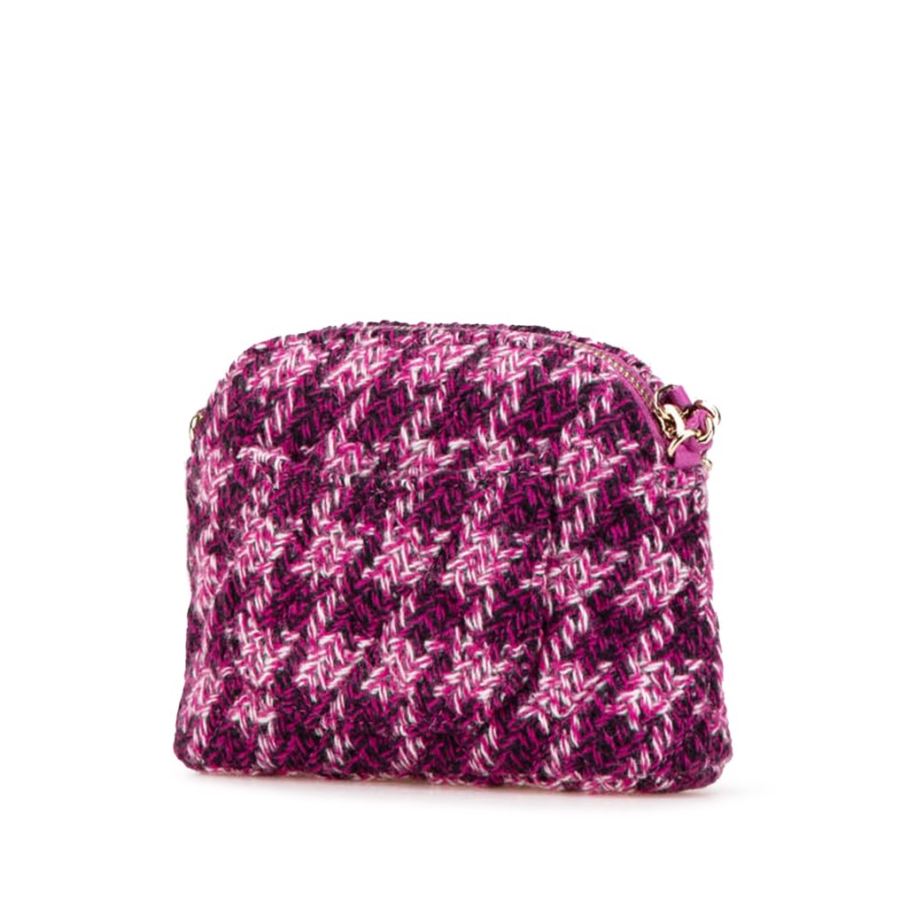 Chanel CC Tweed Houndstooth Clutch On Chain - Back view