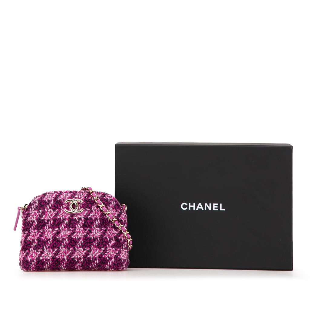 Chanel CC Tweed Houndstooth Clutch On Chain - Image 16