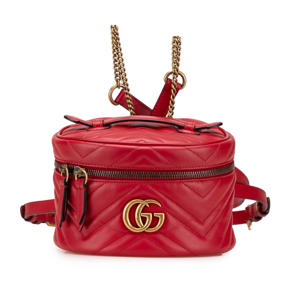 Gucci GG Marmont Round Matelasse Leather Backpack