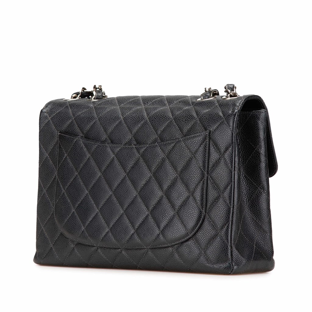 Chanel Jumbo Quilted Caviar Single Flap - Back view