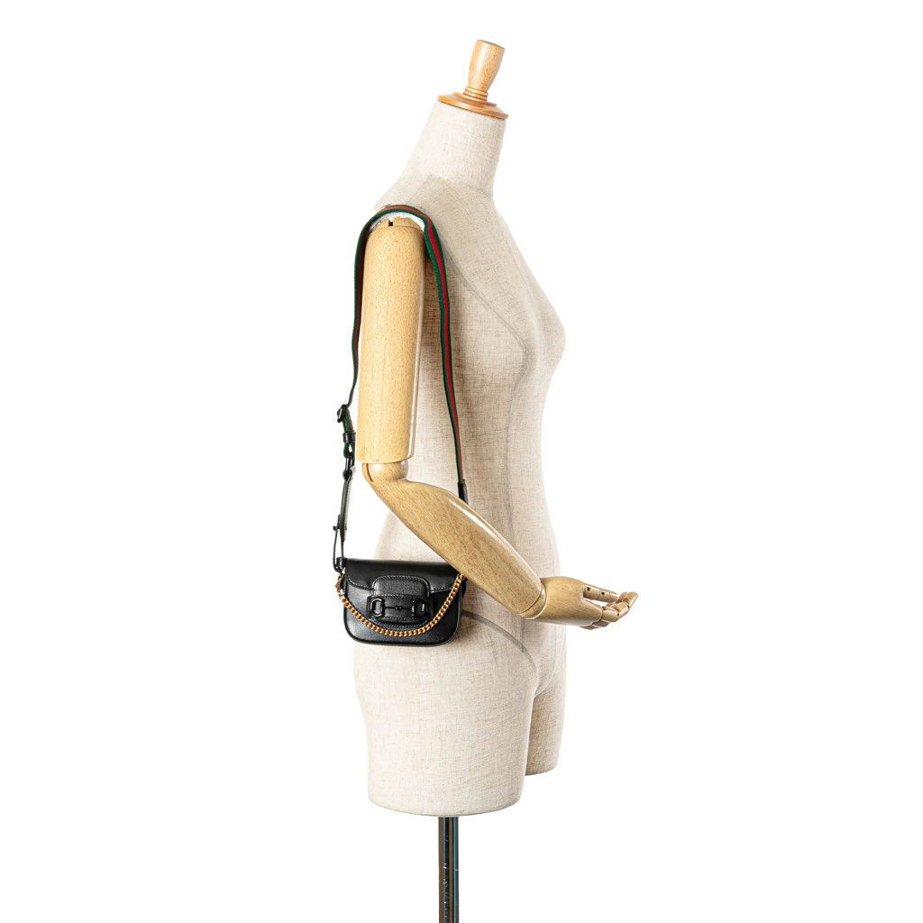 Gucci Mini Leather Horsebit 1955 Web Satchel - Image 12