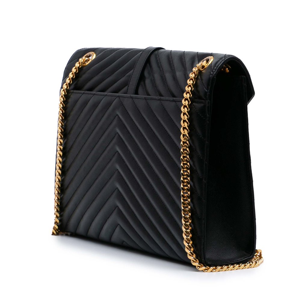 Saint Laurent Large Grain de Poudre Monogram Chevron Envelope Bag - 2