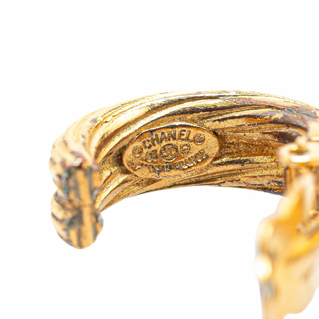 Chanel Gold Plated CC Drop Clip-On Earrings - Image 6