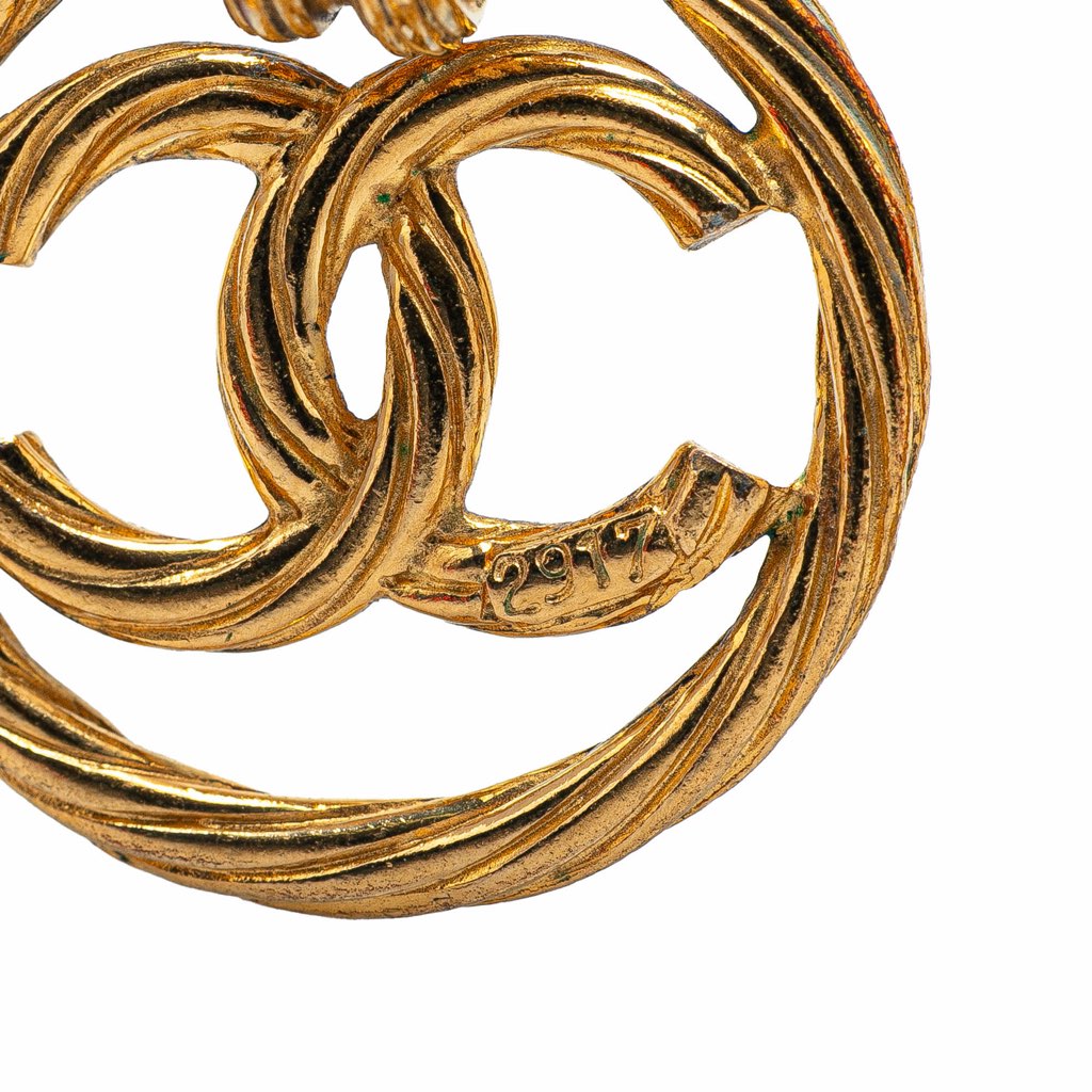 Chanel Gold Plated CC Drop Clip-On Earrings - 4