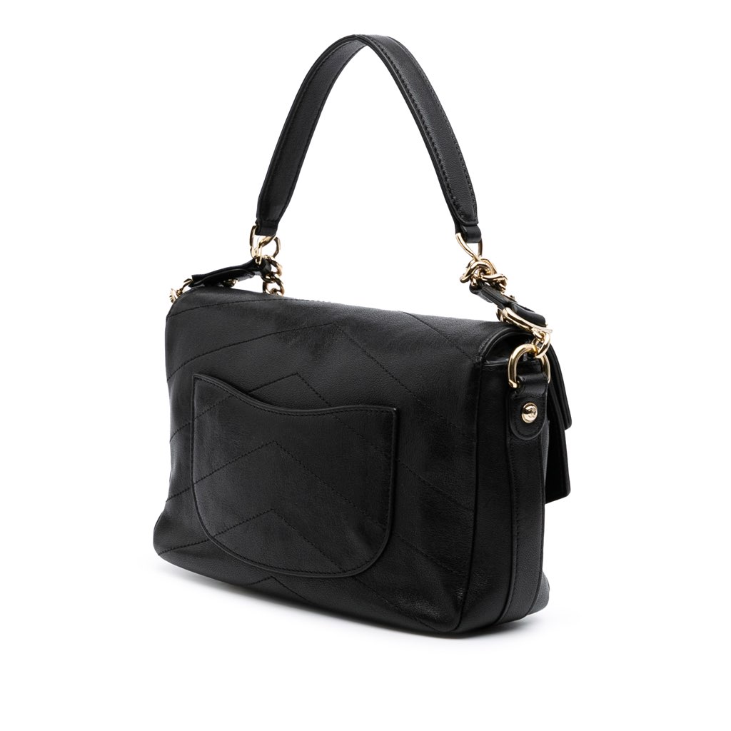 Chanel Mini Quilted Sheepskin Double Chevron Flap - Back view