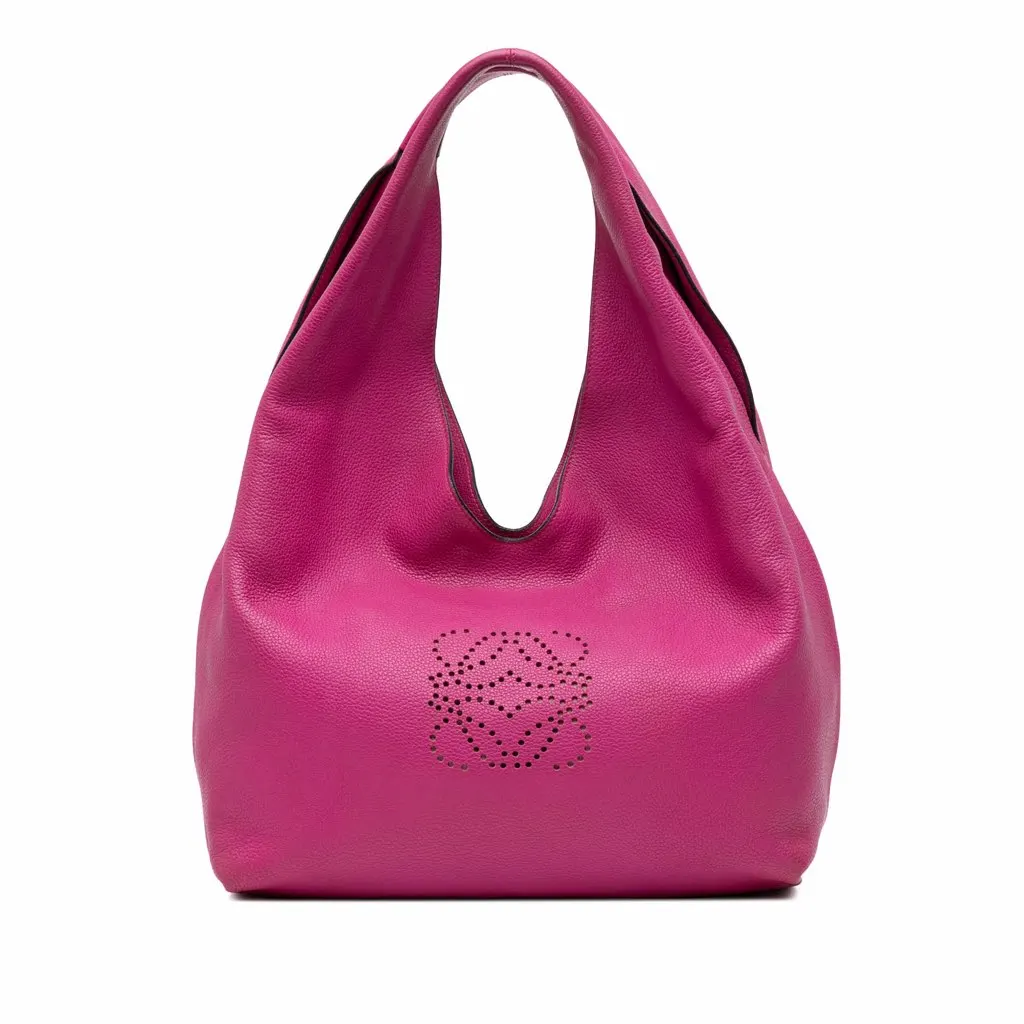 Loewe Leather Dunas Hobo Pink Leather Good - Front View