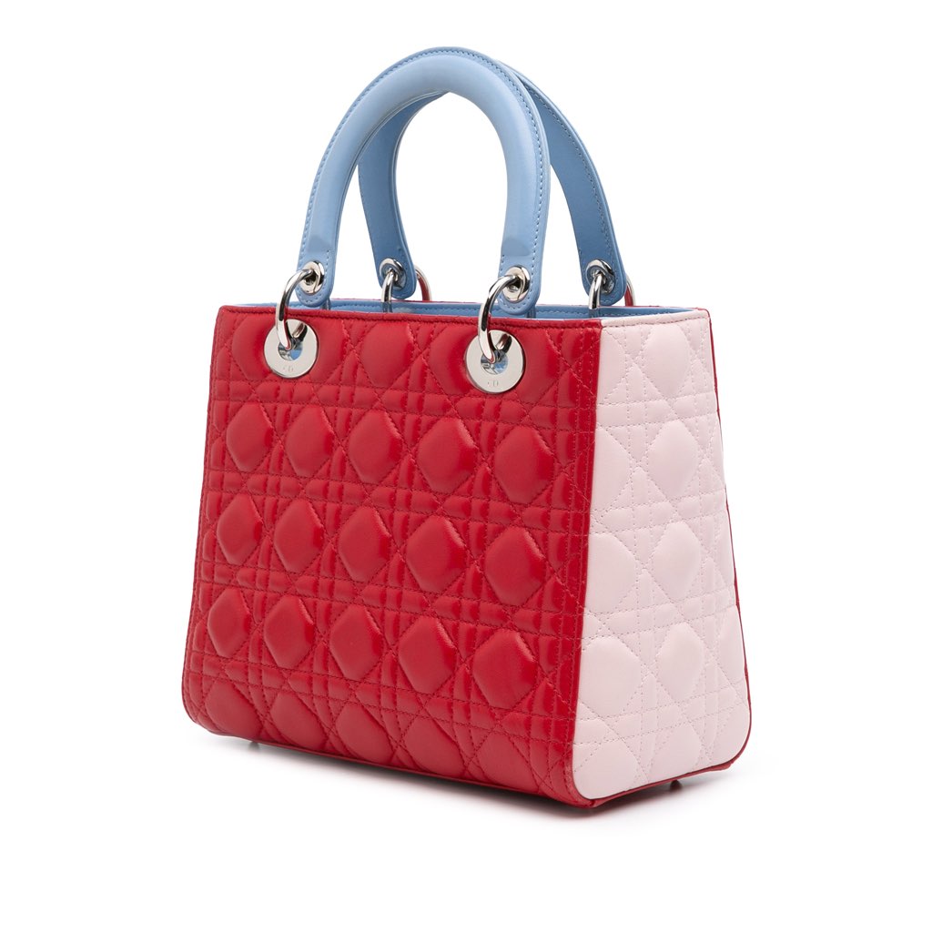 Dior Medium Tricolor Lambskin Cannage Lady Dior - Back view
