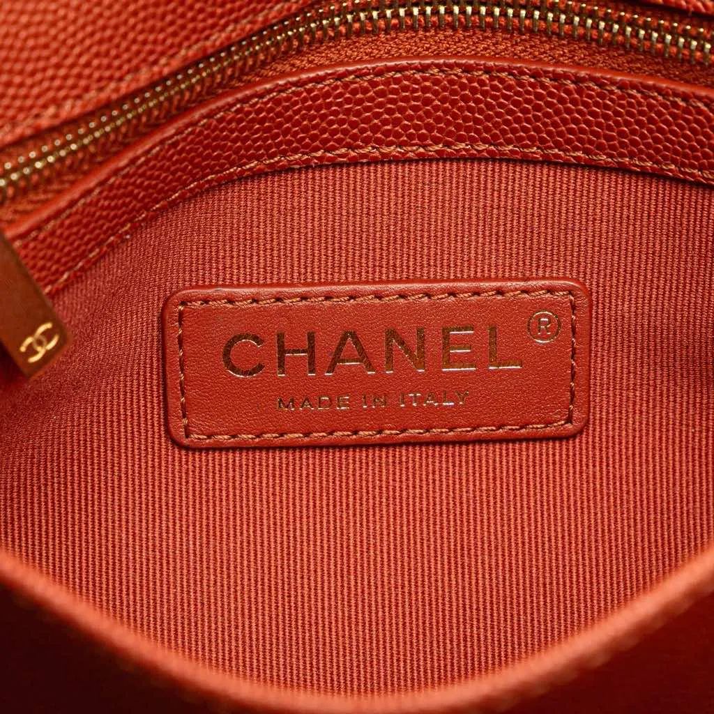 Chanel Mini CC Quilted Caviar Messenger Single Flap Red Leather Very good - Box View