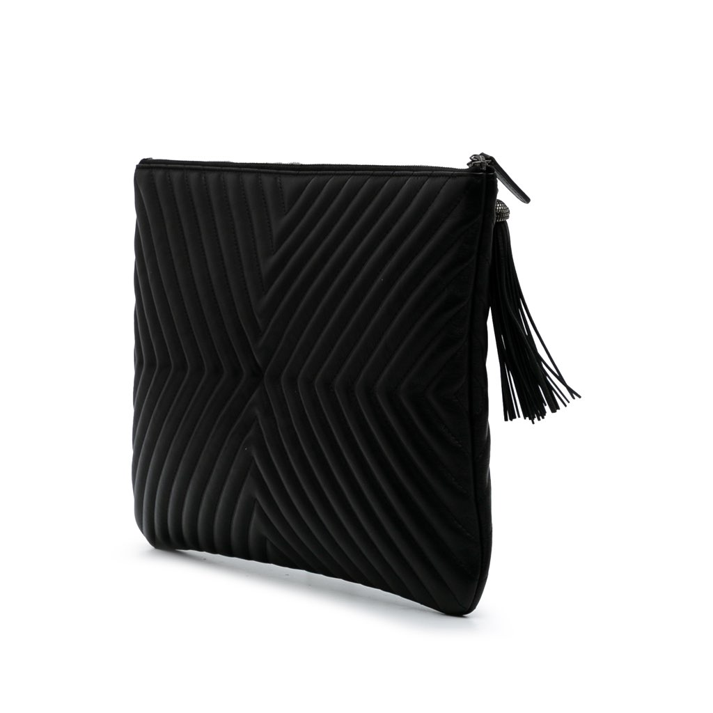 Chanel Large Diagonal Chevron Calfskin Tassel O Case Clutch - 2