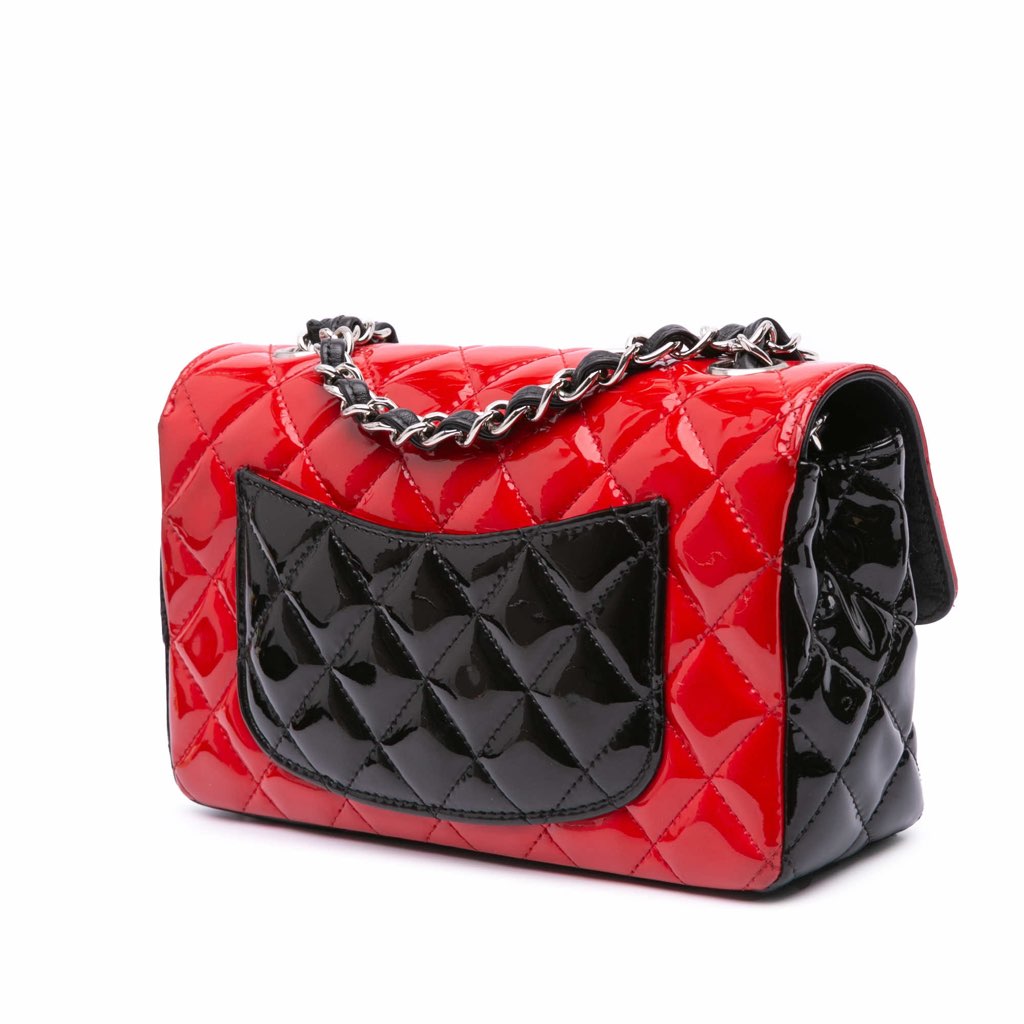 Chanel Mini Rectangular Classic Bicolor Patent Single Flap - Back view