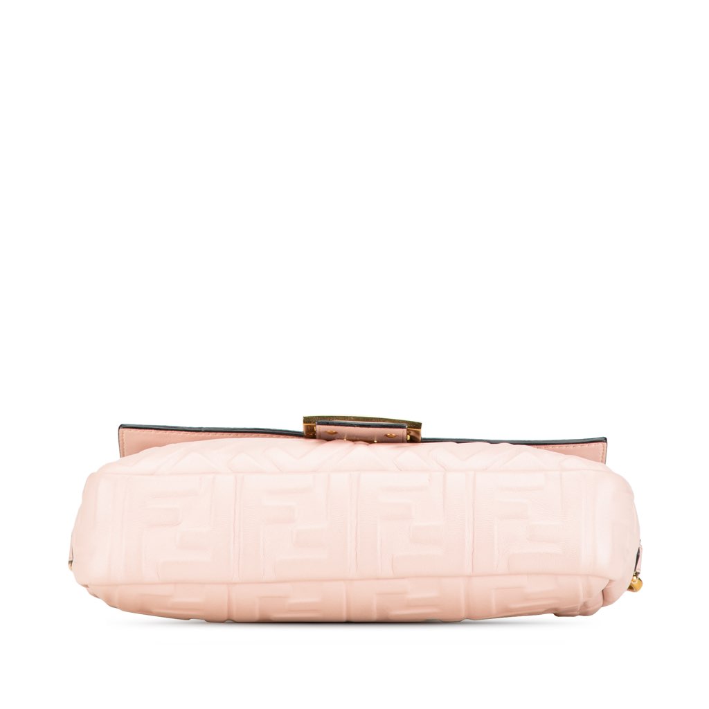 Fendi Zucca Embossed Leather Baguette Satchel - 3