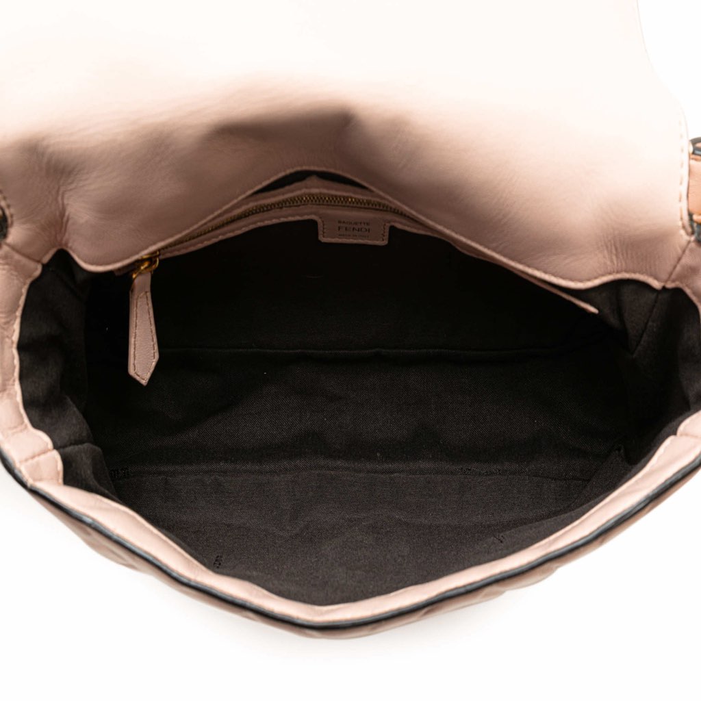 Fendi Zucca Embossed Leather Baguette Satchel - 4