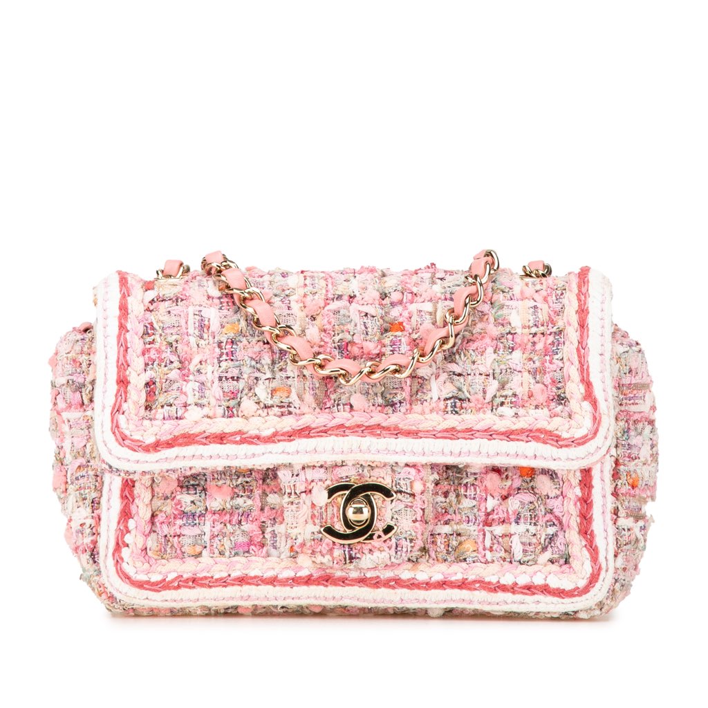 Chanel Mini Rectangular Classic Tweed Braid Flap