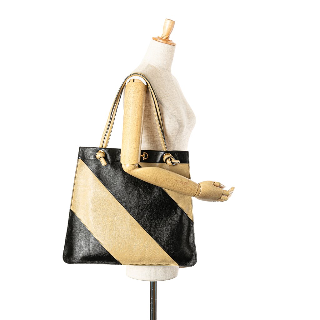 Gucci Smooth Calfskin Diagonal Striped Zumi Tote - Image 14