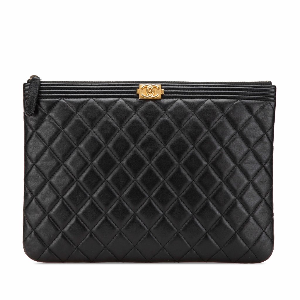Chanel Medium Quilted Caviar Boy O Case Clutch