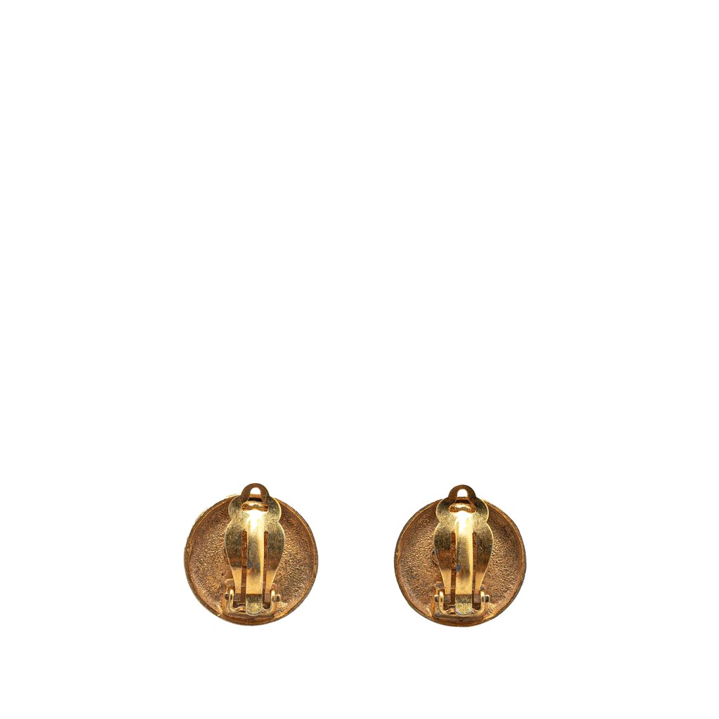 Chanel Gold Tone CC Button Clip On Earrings - Back view