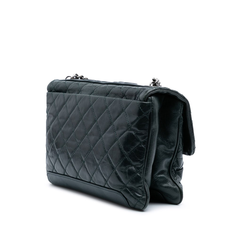 Chanel Quilted Aged Calfskin Logo Accordion Flap - 2