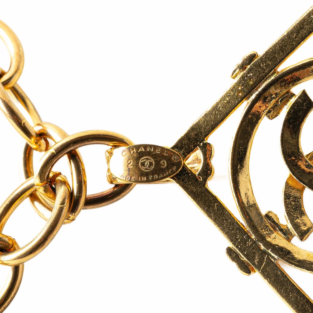 Chanel Gold Plated CC Diamond Shape Pendant Necklace - Back view