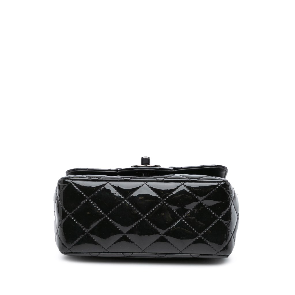 Chanel Mini Square Classic Patent So Black Single Flap - 3