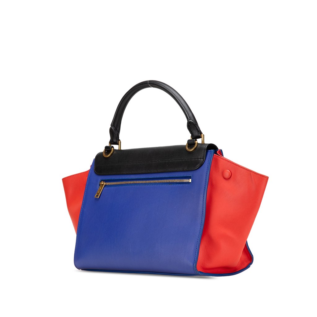 Celine Small Tricolor Leather Trapeze Satchel - 2
